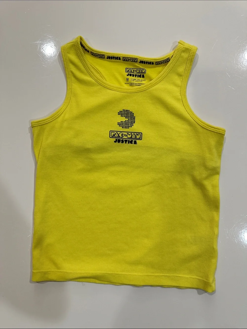 Justice Yellow Ribbed Pac-Man Tank Top for Kids